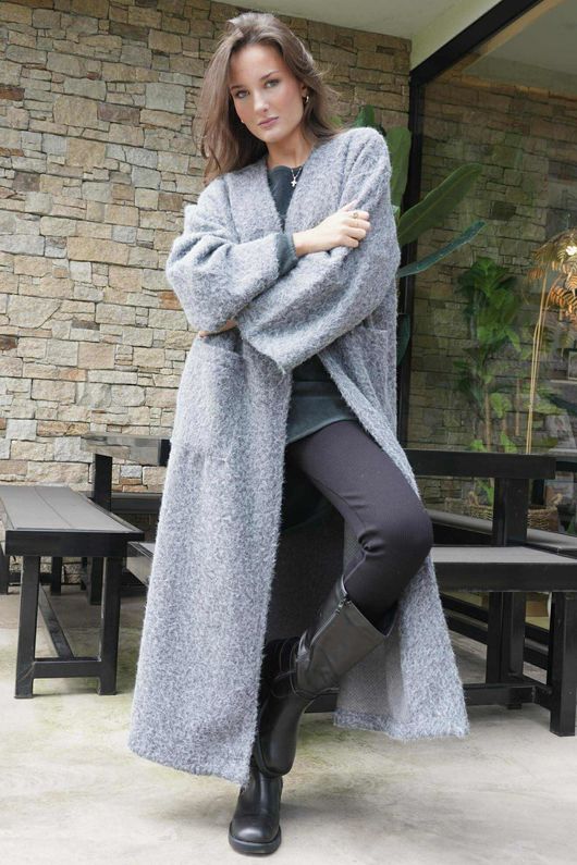 Norbury Japanese Duster Coat Grey Marl /10=